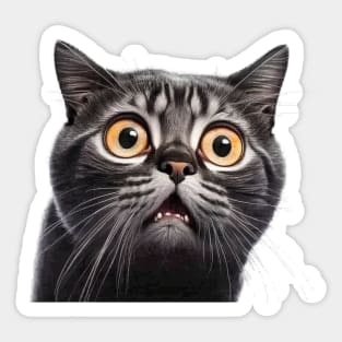 Funny Scared Cat Face, Cat Lover, Scaredy Cat Sticker